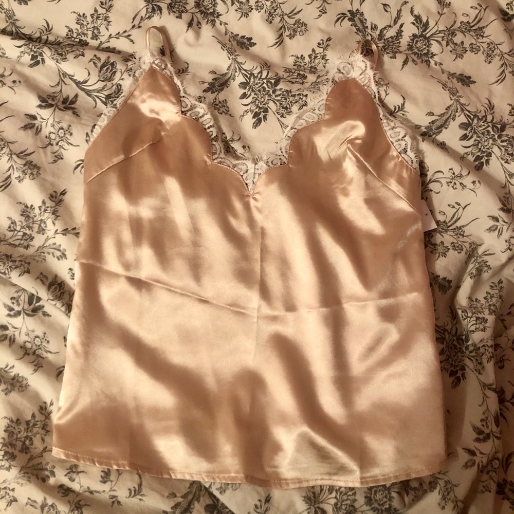 Ecru Lace and Silk Cami Tank Top